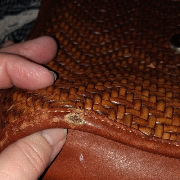 Brighton Brown Woven Leather Crossbody Bag. Rehab Bag. - Picture 7 of 8